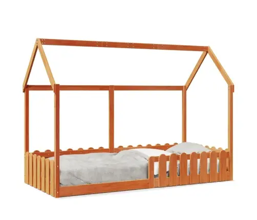 Vaikiškas Lovos Rėmas, Vaško Rudas, 90X200cm Pušies Masyvas