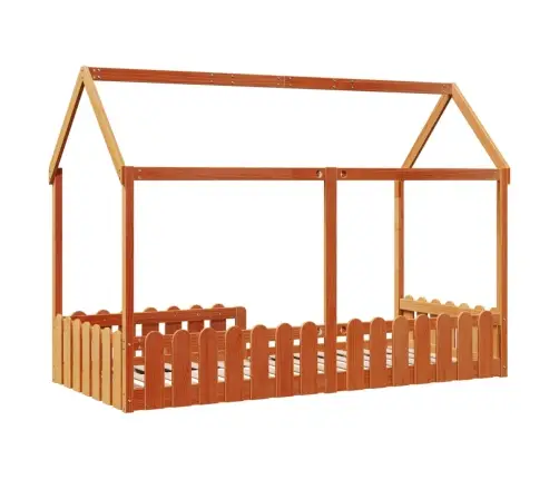 Vaikiškas Lovos Rėmas, Vaško Rudas, 90X200cm Pušies Masyvas