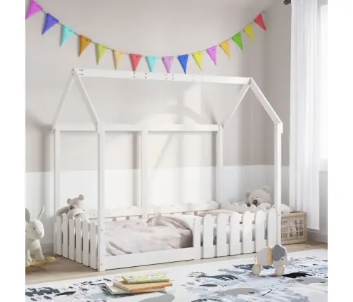 Bērnu Gultas Rāmis, Balts, 80X160 Cm, Priedes Masīvkoks Vidaxl