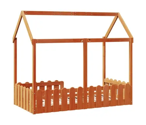 Vaikiškas Lovos Rėmas, Vaško Rudas, 80X160cm Pušies Masyvas