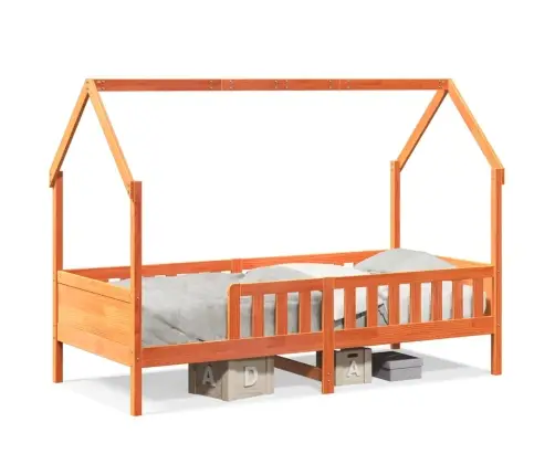 Vaikiškas Lovos Rėmas, Vaško Rudas, 90X200cm Pušies Masyvas