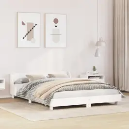 Gulta Bez Matrača, Balts, 160X200 Cm, Priedes Masīvkoks Vidaxl