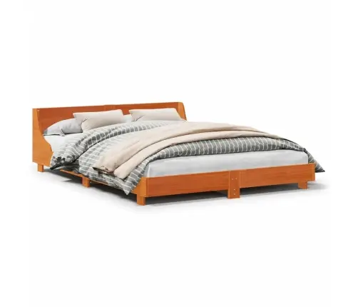 Gulta Bez Matrača, Vaska Brūnas, 160X200 Cm, Priedes Masīvkoks Vidaxl