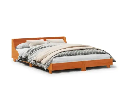 Gulta Bez Matrača, Vaska Brūnas, 140X190 Cm, Priedes Masīvkoks Vidaxl