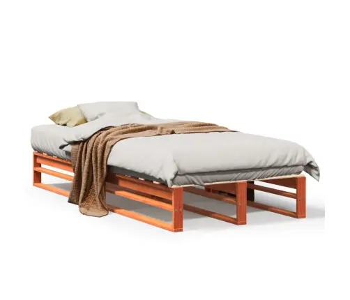 Gulta Bez Matrača, Vaska Brūnas, 90X200 Cm, Priedes Masīvkoks Vidaxl