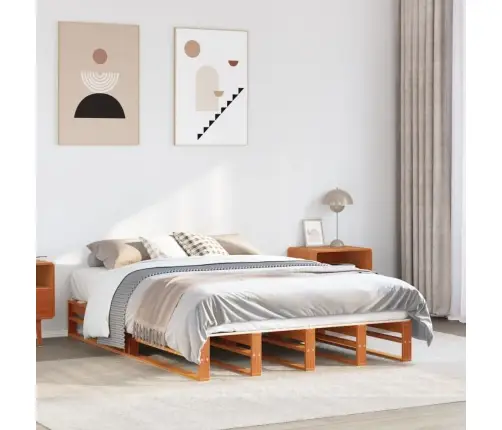 Voodiraam Ilma Madratsita, Vahapruun, 140 X 190 cm Männipuit