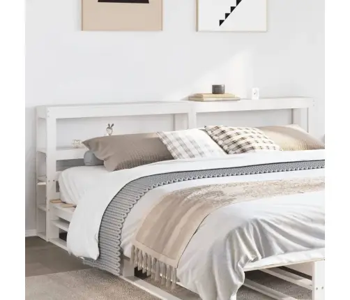 Galvgalis Ar Plauktiem, Balts, 200 Cm, Priedes Masīvkoks Vidaxl