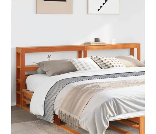 Galvūgalis Su Lentynomis, Rudos, 200cm Pušies Medienos Masyvas