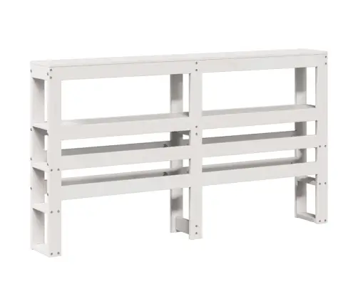 Riiulitega Voodipeats, Valge, 150 cm Männipuit Riiulitega Voodipeats, Valge, 150 cm Männipuit