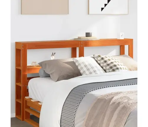 Riiulitega Voodipeats, Vahapruun, 150 cm Männipuit