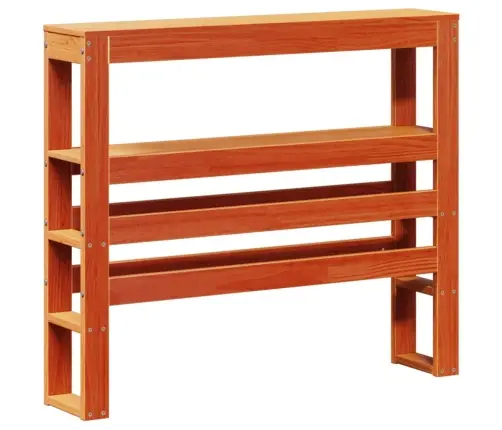 Riiulitega Voodipeats, Vahapruun, 90 cm Männipuit