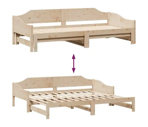 Lova Su Ištraukiama Dalimi, 80X200cm Pušies Medienos Masyvas