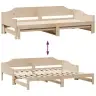 Lova Su Ištraukiama Dalimi, 80X200cm Pušies Medienos Masyvas