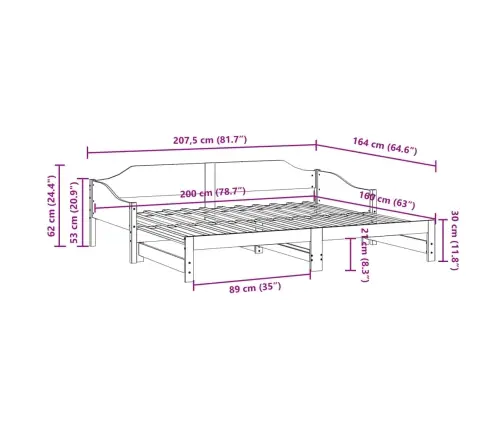 Izvelkams Dīvāns, Vaska Brūnas, 80X200 Cm, Priedes Masīvkoks Vidaxl