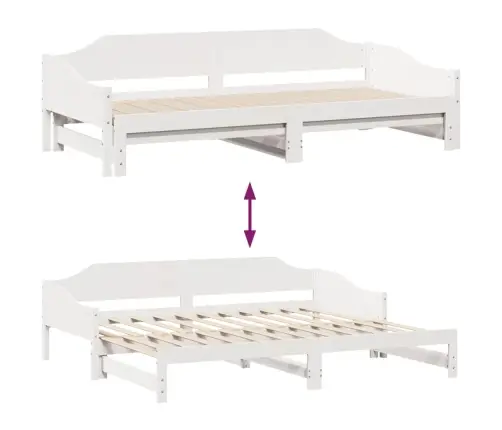 Izvelkams Dīvāns, Balts, 90X200 Cm, Priedes Masīvkoks Vidaxl