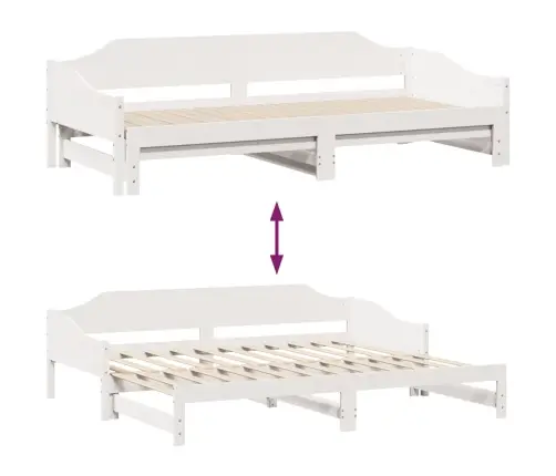 Izvelkams Dīvāns, Balts, 90X190 Cm, Priedes Masīvkoks Vidaxl