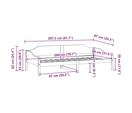 Gulta Bez Matrača, Balts, 80X200 Cm, Priedes Masīvkoks Vidaxl