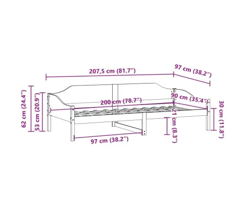 Voodiraam Ilma Madratsita, 90 X 200 cm Männipuit