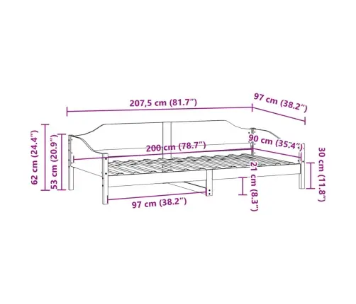 Lovos Rėmas Be Čiužinio, Baltas, 90X200cm Pušies Masyvas