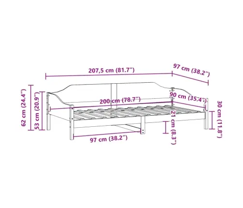 Lovos Rėmas Be Čiužinio, Vaško Ruda, 90X200cm Pušies Masyvas