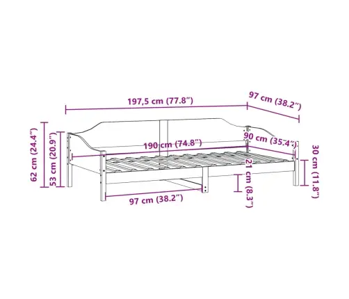 Gulta Bez Matrača, Vaska Brūnas, 90X190 Cm, Priedes Masīvkoks Vidaxl