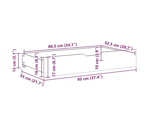 Ratastega Voodisahtlid 2 Tk, 95 X 55 X 17 cm Männipuit