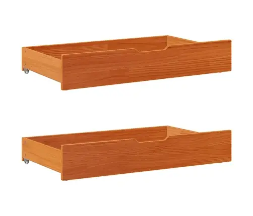 Stalčiai Po Lova, 2Vnt., Vaško Rudi, 95X55X17, Pušies Masyvas