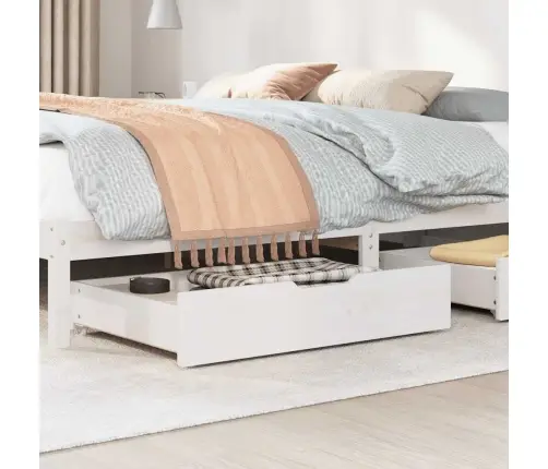 Gultas Atvilktnes, 2 Gab., Baltas, 80X55X17 Cm, Priedes Koks Vidaxl