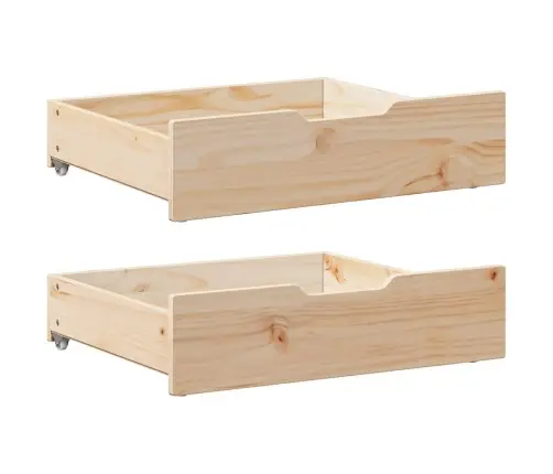 Gultas Atvilktnes Ar Riteņiem, 2 Gb., 75X55X17 Cm, Priedes Koks Vidaxl