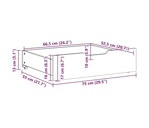 Gultas Atvilktnes Ar Riteņiem, 2 Gb., 75X55X17 Cm, Priedes Koks Vidaxl