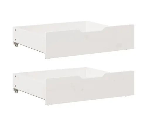 Gultas Atvilktnes, 2 Gab., Baltas, 75X55X17 Cm, Priedes Koks Vidaxl