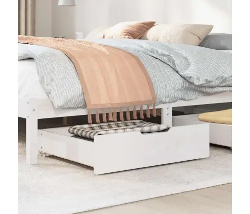 Gultas Atvilktnes, 2 Gab., Baltas, 75X55X17 Cm, Priedes Koks Vidaxl