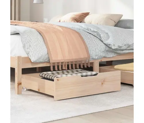 Gultas Atvilktnes Ar Riteņiem, 2 Gb., 65X55X17 Cm, Priedes Koks Vidaxl