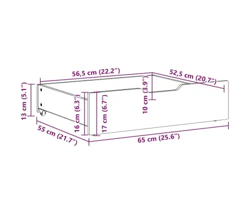 Gultas Atvilktnes, 2 Gab., Brūnas, 65X55X17 Cm, Priedes Koks Vidaxl