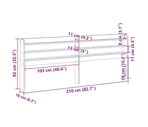 Riiulitega Voodipeats, Vahapruun, 200 cm Männipuit