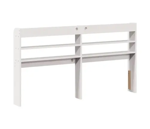 Riiulitega Voodipeats, Valge, 150 cm Männipuit