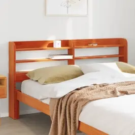 Riiulitega Voodipeats, Vahapruun, 120 cm Männipuit