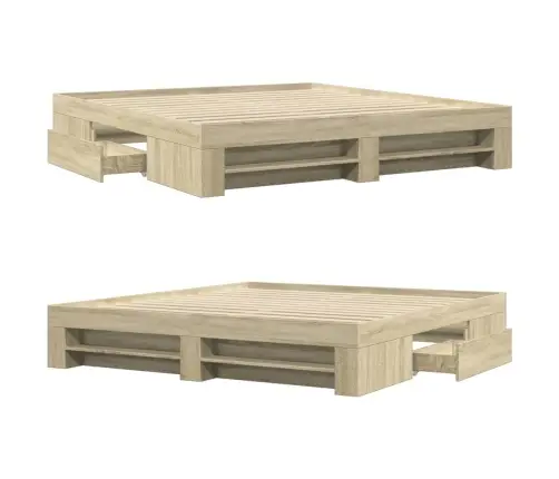 Gultas Rāmis Bez Matrača, 200X200 Cm Ozolkoka Inženierijas Koks Vidaxl