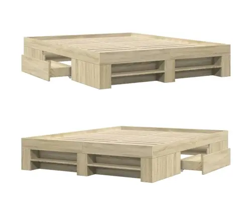 Gulta Bez Matrača, Ozolkoka, 150X200 Cm, Inženierijas Koks Vidaxl