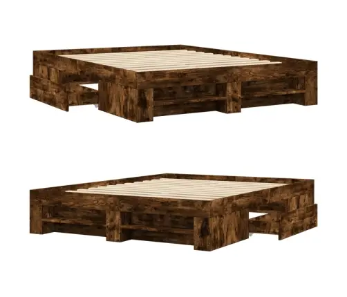 Peatsiga Voodiraam, Ilma Madratsita, Suitsutatud Tamm 150X200Cm