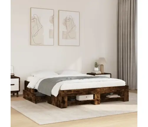 Peatsiga Voodiraam, Ilma Madratsita, Suitsutatud Tamm 150X200Cm