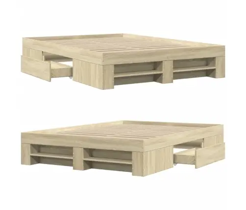 Gulta Bez Matrača, Ozolkoka, 140X200 Cm, Inženierijas Koks Vidaxl