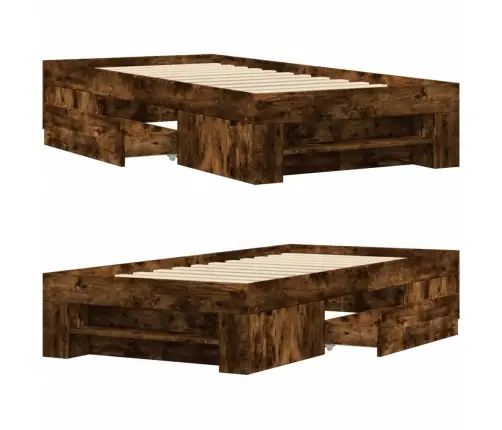 Peatsiga Voodiraam, Ilma Madratsita, Suitsutatud Tamm 100X200Cm