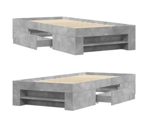Gultas Rāmis, Betona Pelēks, 90X200 Cm, Inženierijas Koks Vidaxl