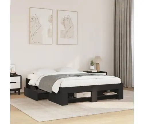 Gultas Rāmis, Melns, 140X190 Cm, Inženierijas Koks Vidaxl