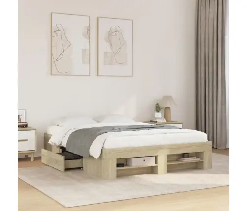 Gulta Bez Matrača, Ozolkoka, 140X190 Cm, Inženierijas Koks Vidaxl