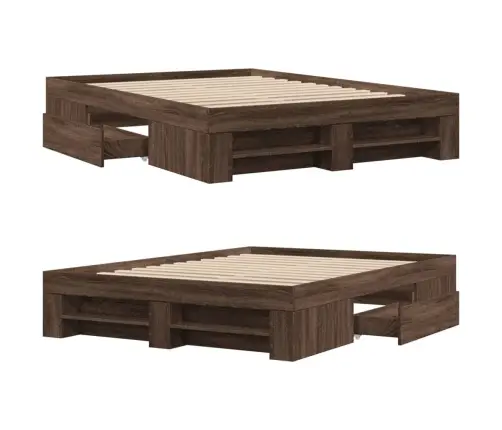 Voodiraam Ilma Madratsita Pruun Tamm 140X190 Cm Tehispuit