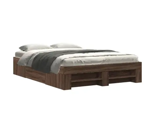 Voodiraam, Pruun Tamm, 135 X 190 cm Tehispuit