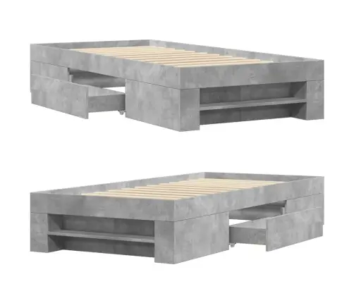 Gultas Rāmis, Betona Pelēks, 90X190 Cm, Inženierijas Koks Vidaxl