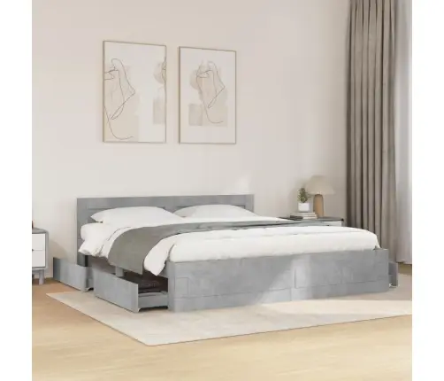 Lovos Rėmas Su Galvūgaliu, Betono, 200X200cm Apdirbta Mediena